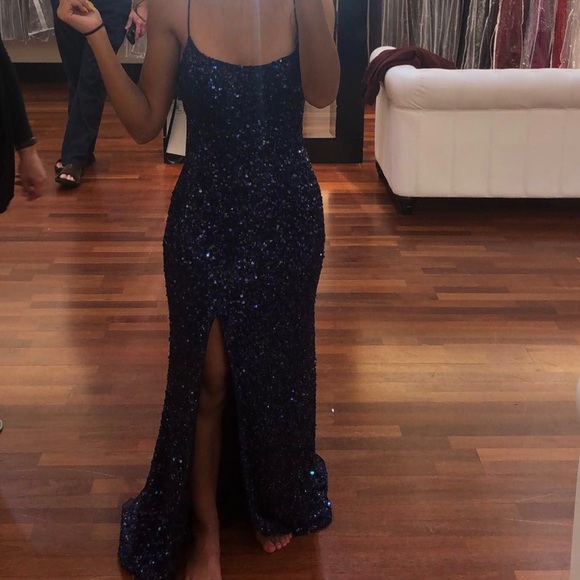 Dresses & Skirts - Navy Sequin Prom Dress